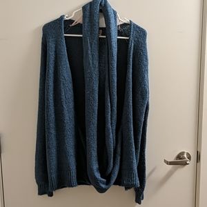 F21 sweater cardigan with attached infinity scarf